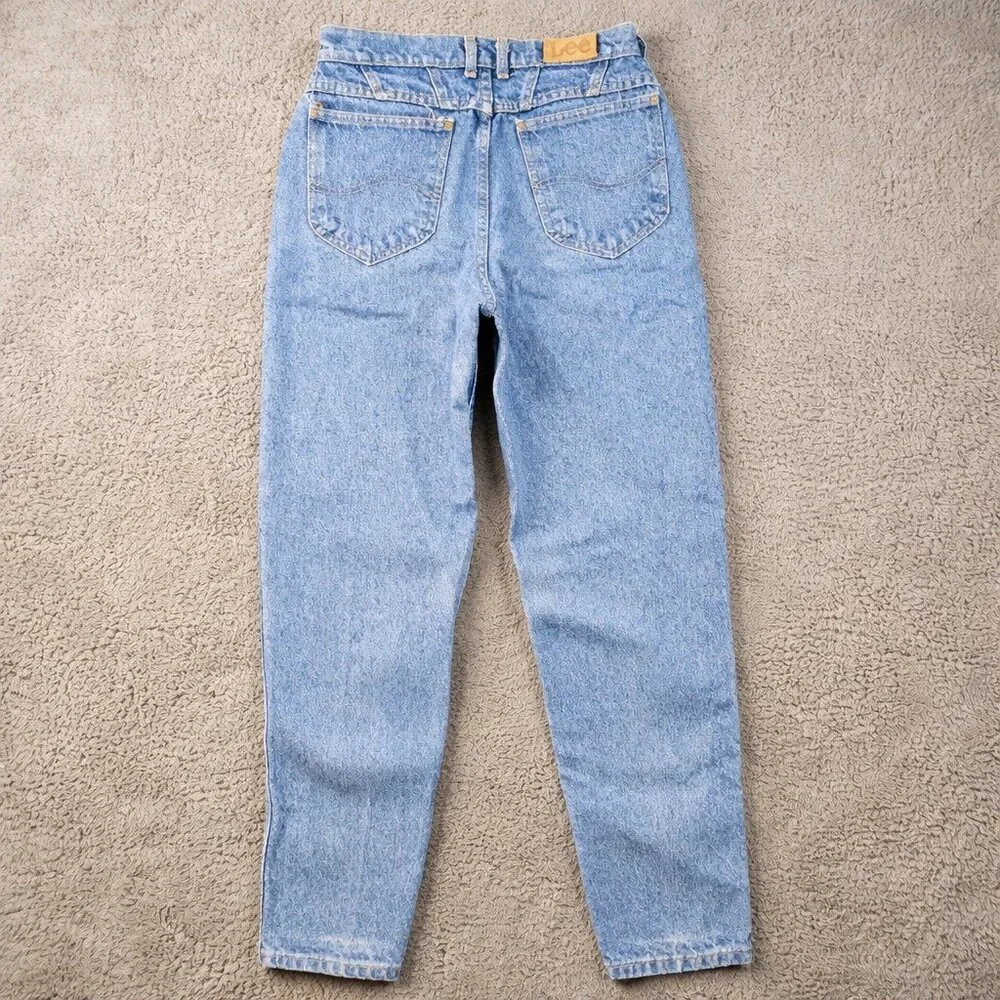 Vintage High Waist Mom Jeans Women's 24x30 (8M) Curvy Straight Tapered Stonewash
